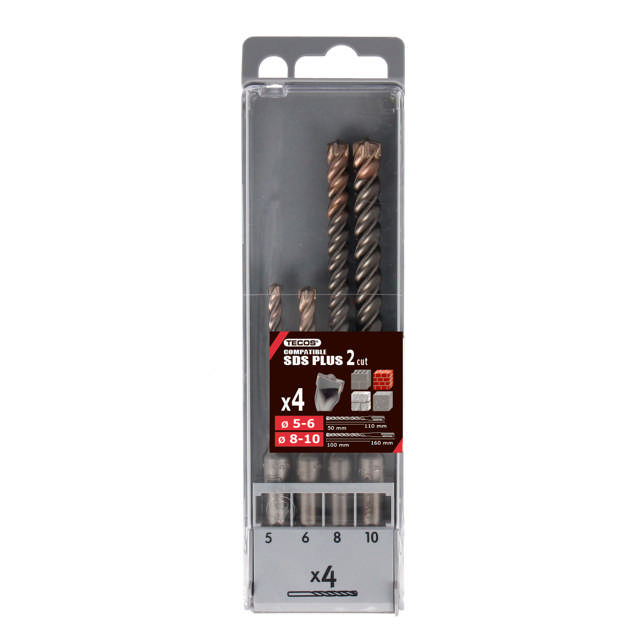 Hammerborsæt, 4 dele: 5 - 10 mm - 2 skær