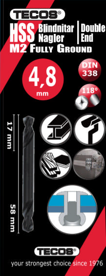 HSS-G Nittebor 4,8 × 58 mm 10 stk.