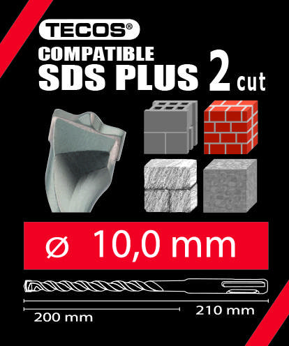 Hammerbor - SDS Plus. 10 × 260 mm, 2-Skær