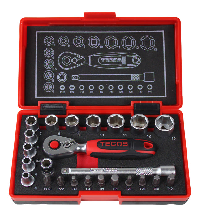 Topnøglesæt T-0623M, 1/4