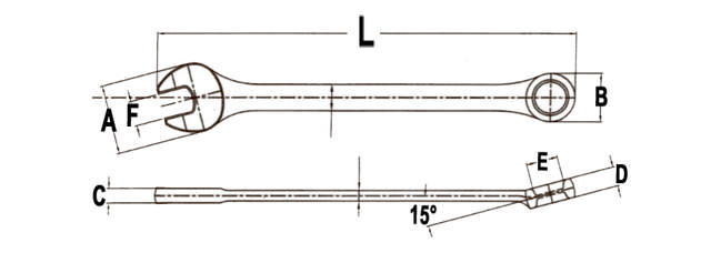 Ringgaffelnøgle, 18 × 220 mm